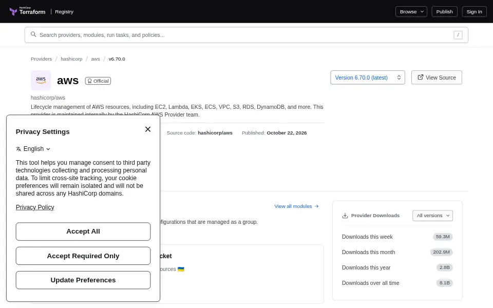 Preview of Terraform AWS Provider