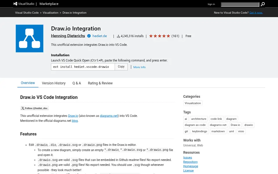Preview of Draw.io for VS Code