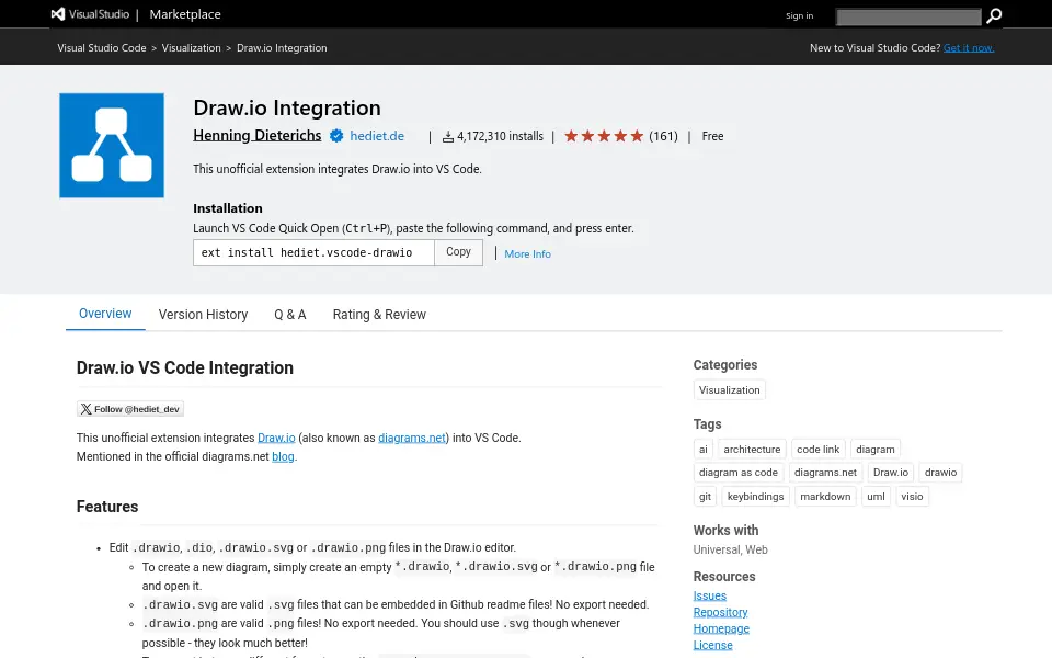 Preview of Draw.io for VS Code