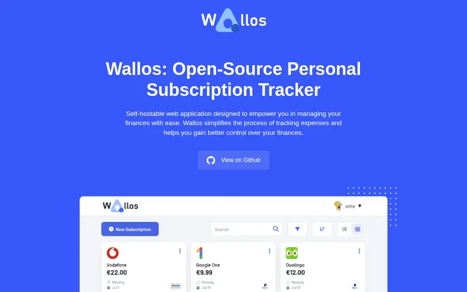 Preview of Wallos