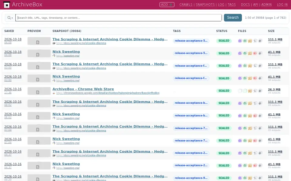 Preview of ArchiveBox