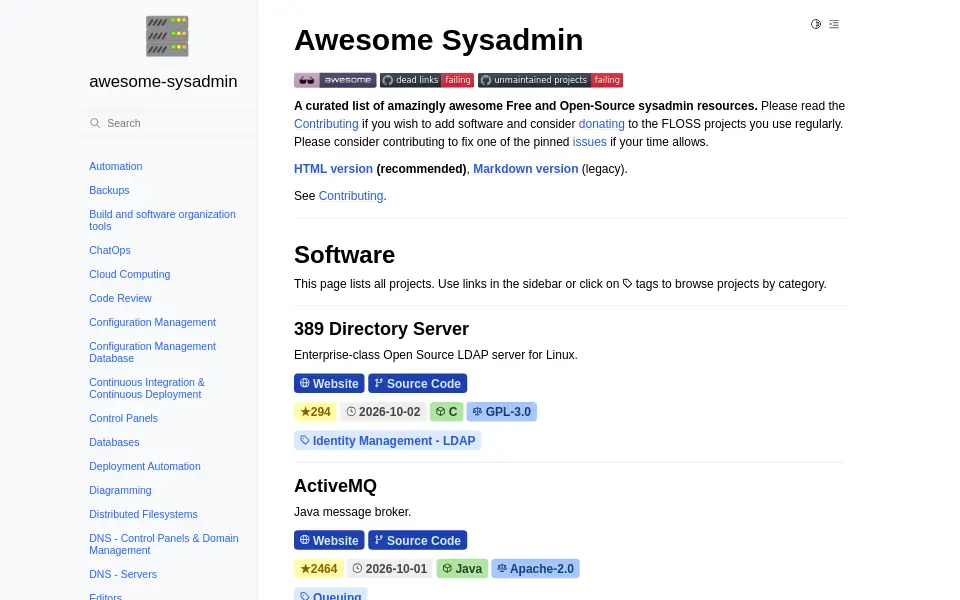Preview of awesome-sysadmin