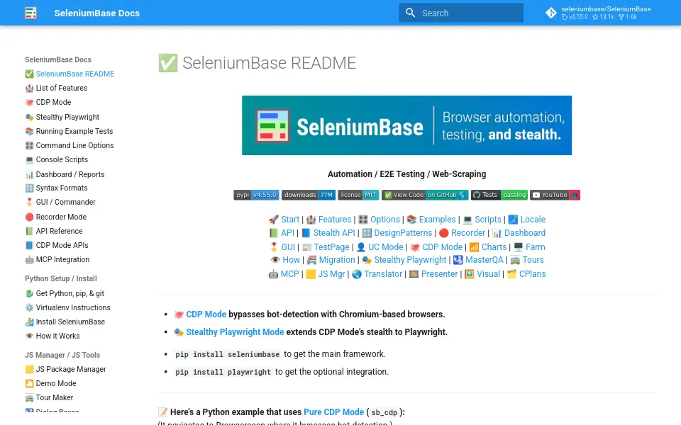 Preview of SeleniumBase