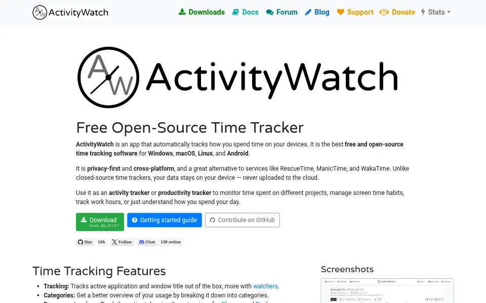 Preview of activitywatch