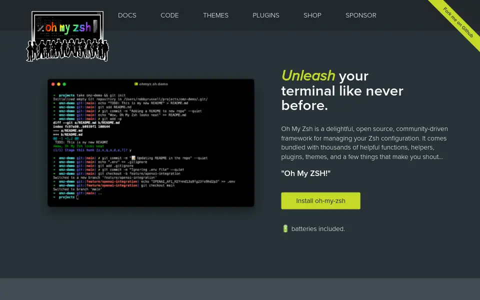 Preview of Oh My Zsh