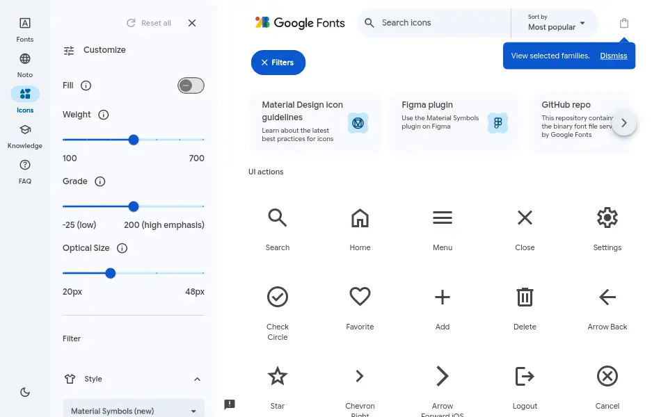 Preview of material-design-icons