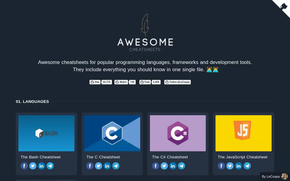 Preview of awesome-cheatsheets