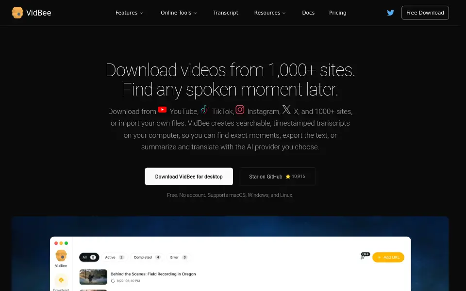 Preview of VidBee