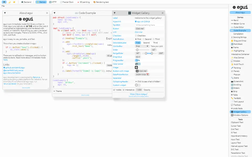 Preview of egui