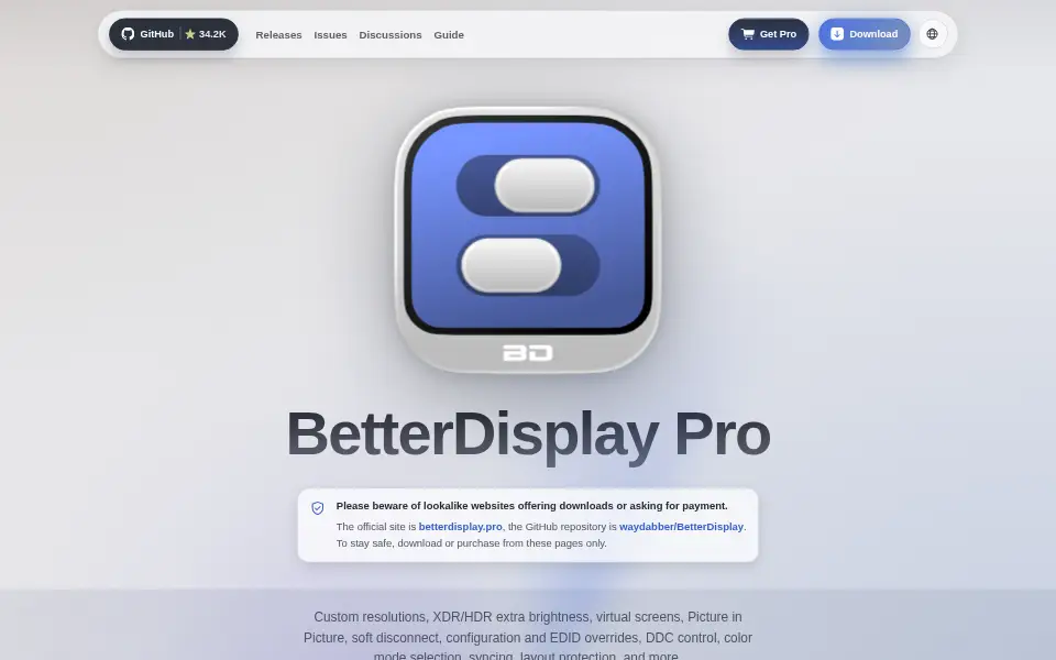 Preview of BetterDisplay