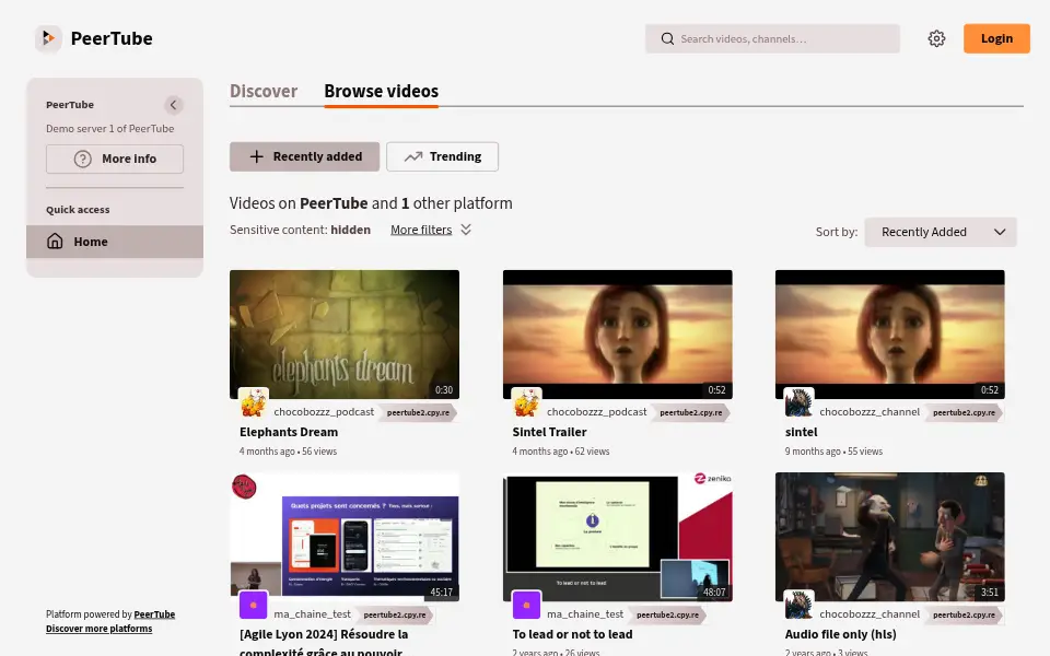 Preview of PeerTube