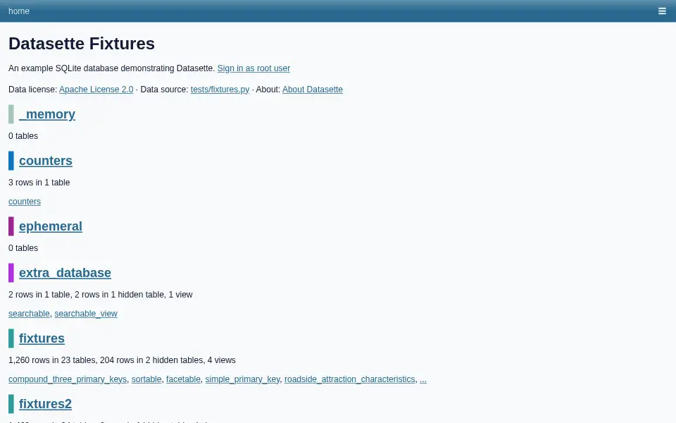 Preview of datasette