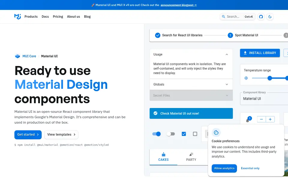 Preview of Material UI