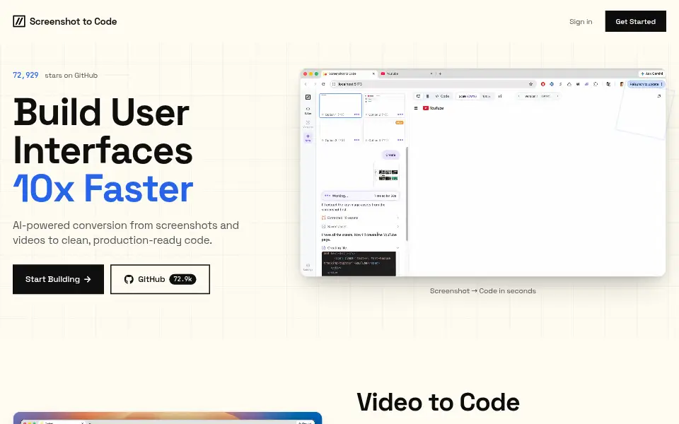Preview of Screenshot to Code