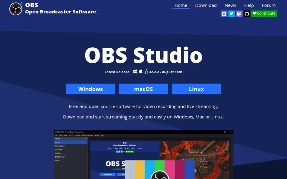 Preview of OBS Studio