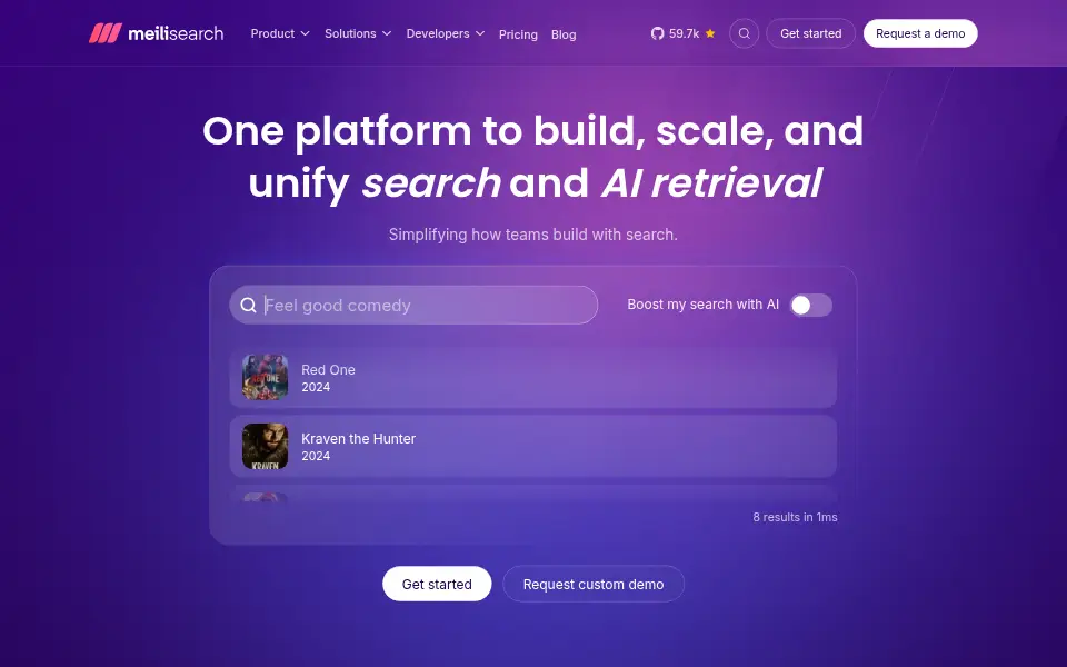 Preview of Meilisearch