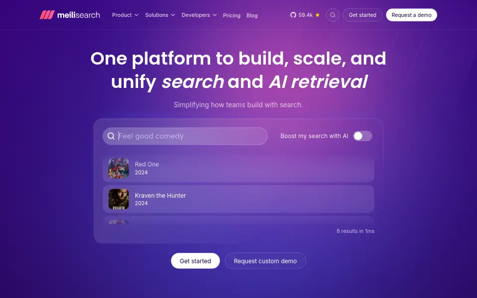 Preview of Meilisearch