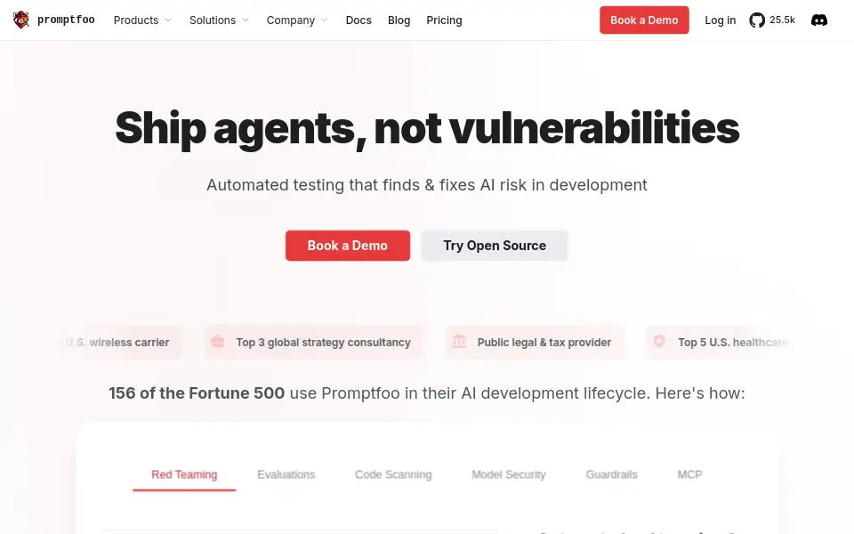 Preview of promptfoo