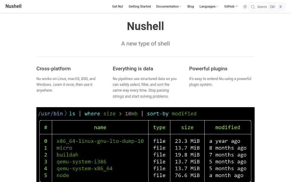 Preview of Nushell