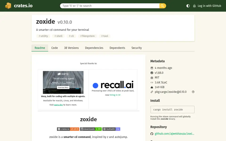 Preview of zoxide