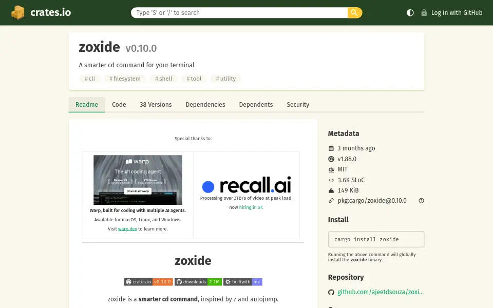 Preview of zoxide