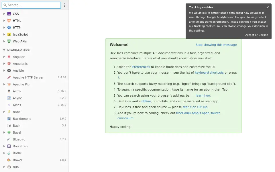 Preview of DevDocs