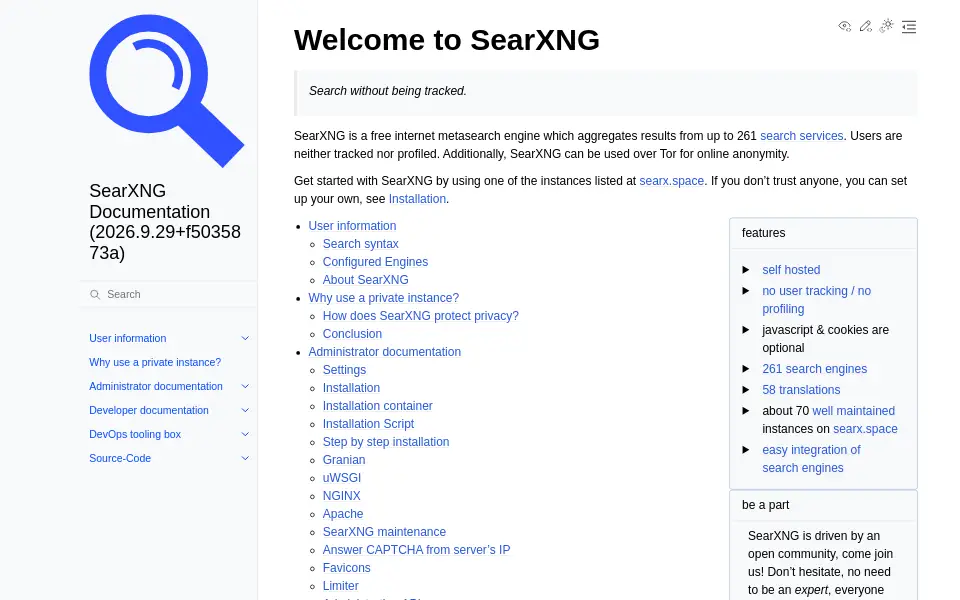 Preview of SearXNG