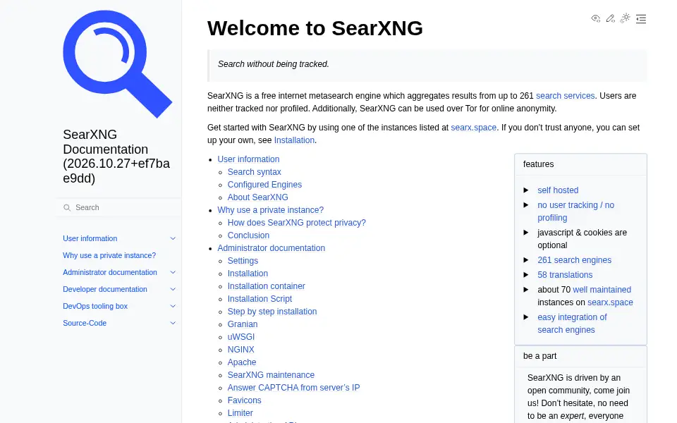 Preview of SearXNG