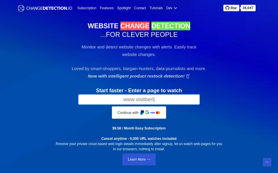 Preview of changedetection.io