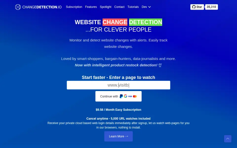 Preview of changedetection.io