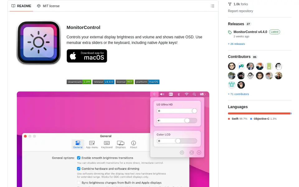 Preview of MonitorControl