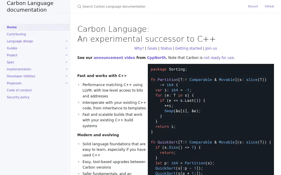 Preview of Carbon Language