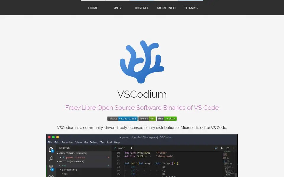 Preview of VSCodium