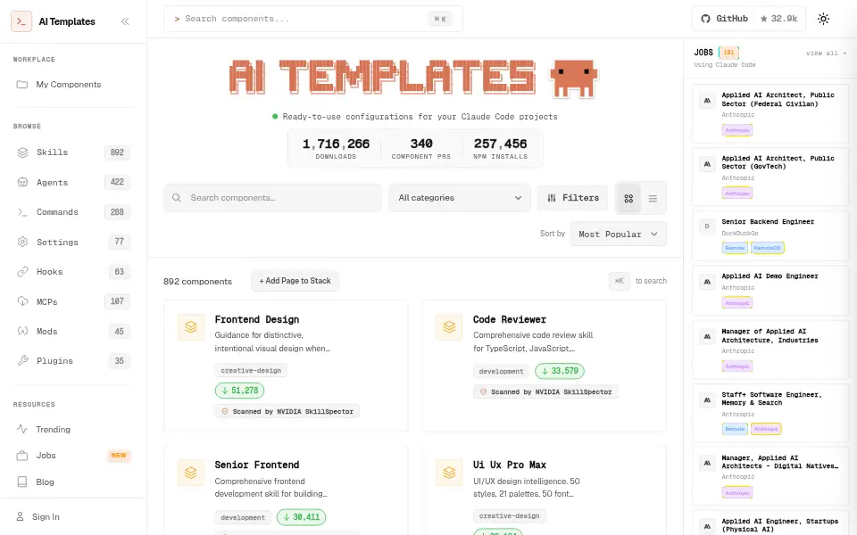 Preview of Claude Code Templates