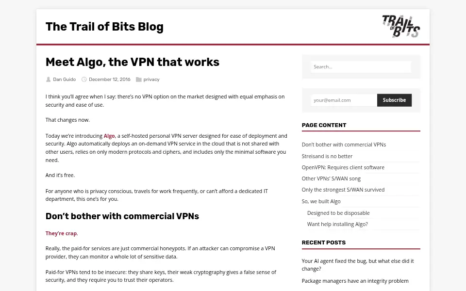 Preview of Algo VPN