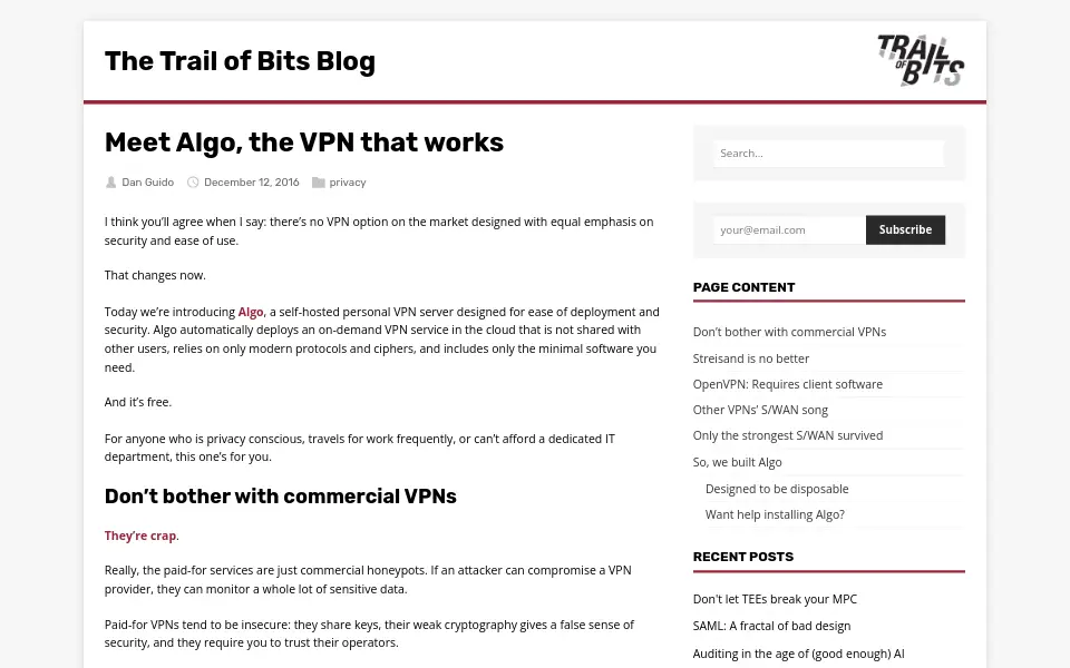 Preview of Algo VPN