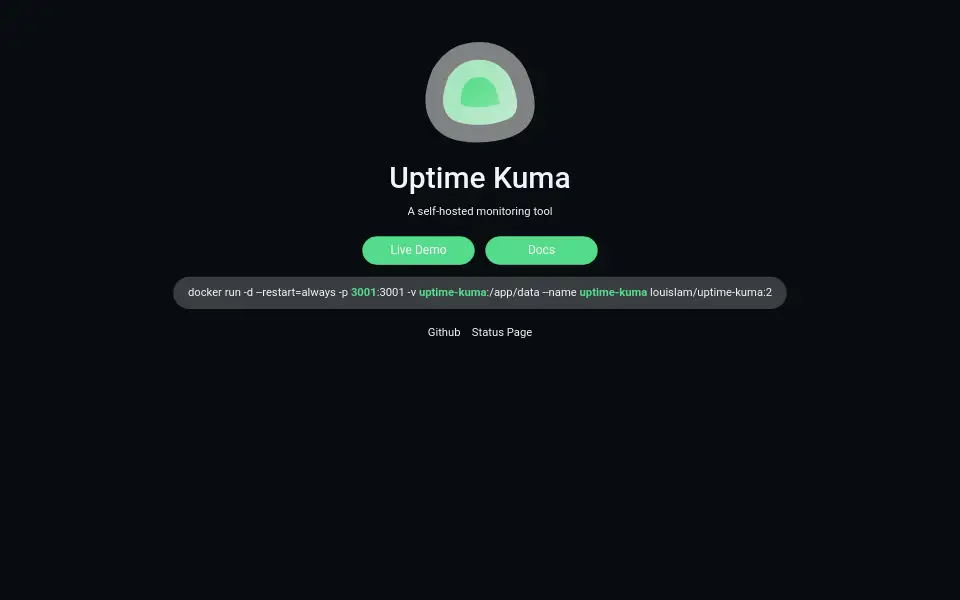 Preview of Uptime Kuma