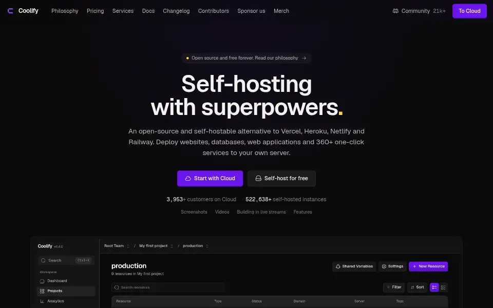Preview of Coolify