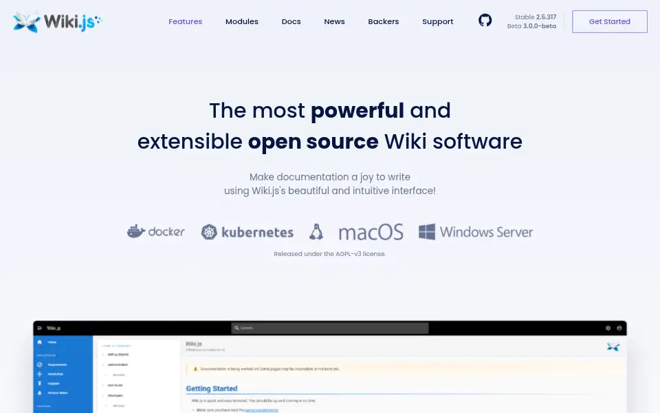 Preview of Wiki.js