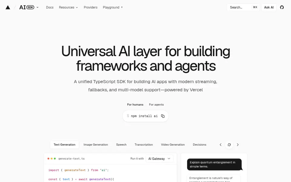 Preview of AI SDK