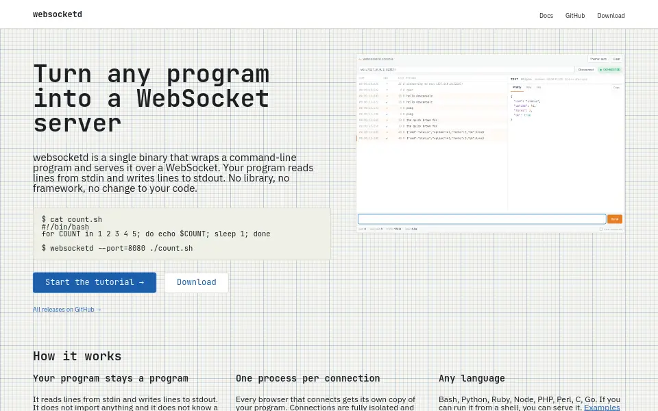 Preview of websocketd