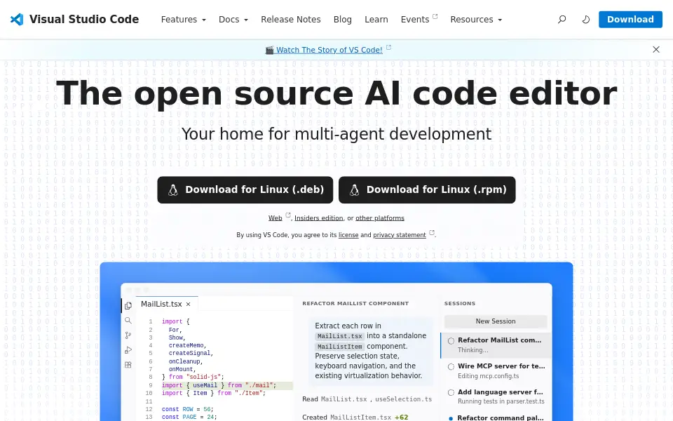 Preview of VS Code (Code - OSS)