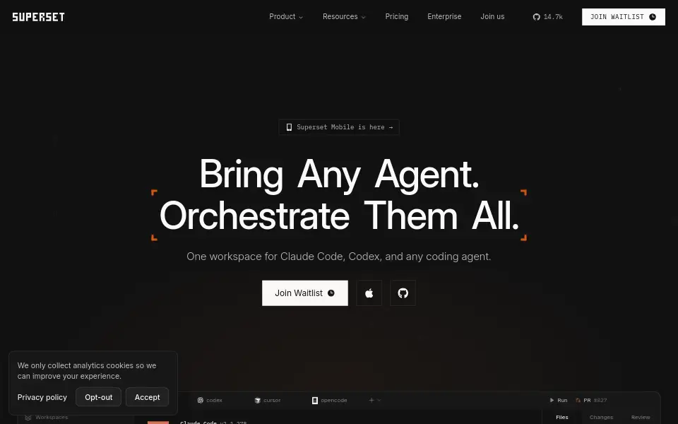 Preview of Superset (agent IDE)