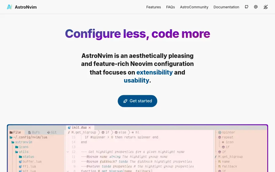 Preview of AstroNvim