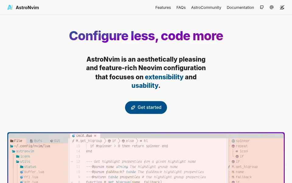 Preview of AstroNvim