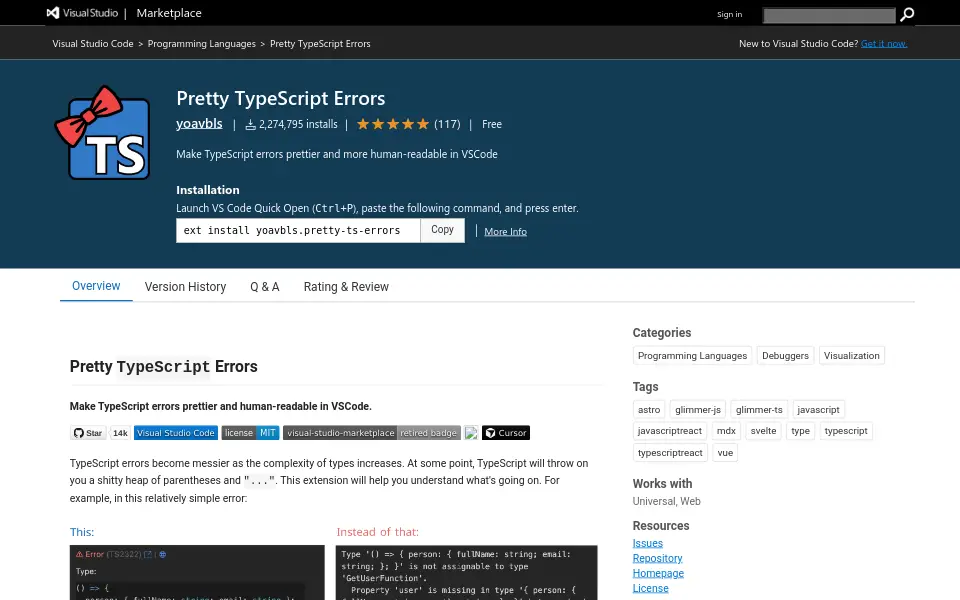 Preview of Pretty TypeScript Errors