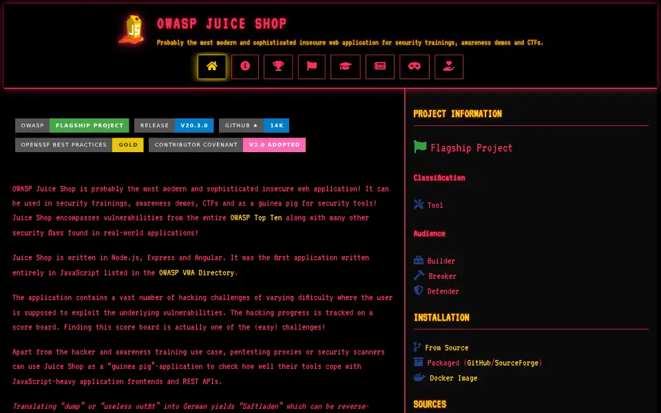 Preview of OWASP Juice Shop